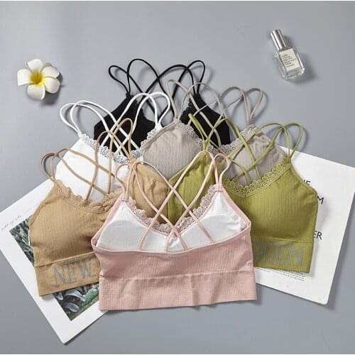 Cotton sling beautiful back girl bra tube top no steel ring sports wrapped chest student girl gather thin strap bra