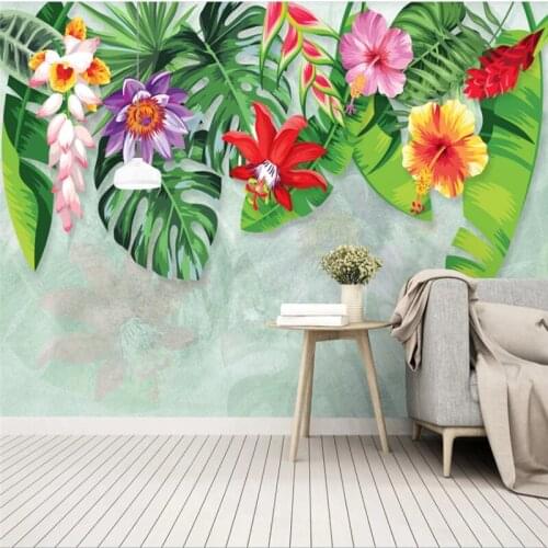 XUE SU Customized large wallpaper wall small fresh tropical rainforest banana leaf interior decoration wall covering