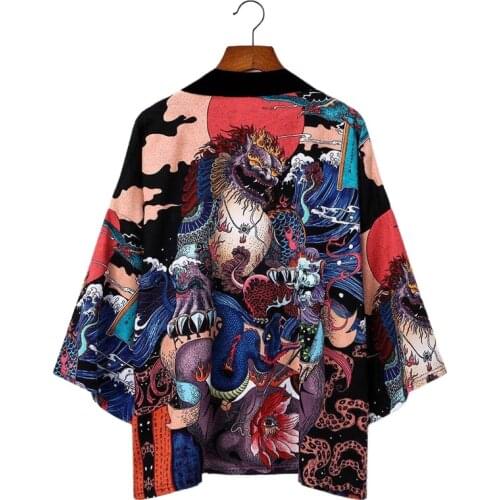 Harajuku Kimonos men 2021 Blouse Japanese Fashion Obi Yukata Female Samurai Kimono Japones Haori Karate Kimono Cosplay V2038
