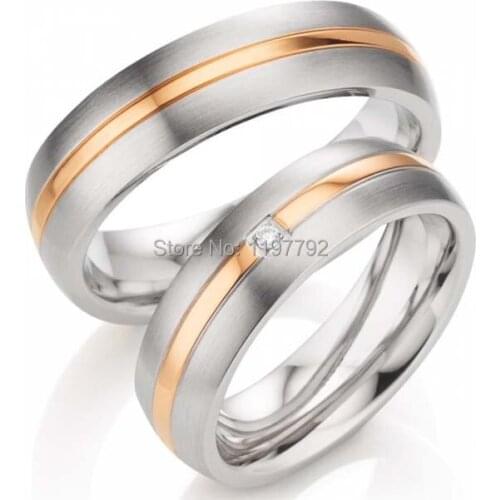 2014 cheap custom tailor vogue jewelry rose gold color titanium engagement wedding ring sets