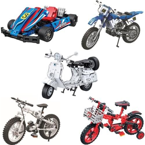 Motorcycle Bicycle Sports car Building Blocks Model assemble mountain bike to be folded Technic Electric DIY Toys for children