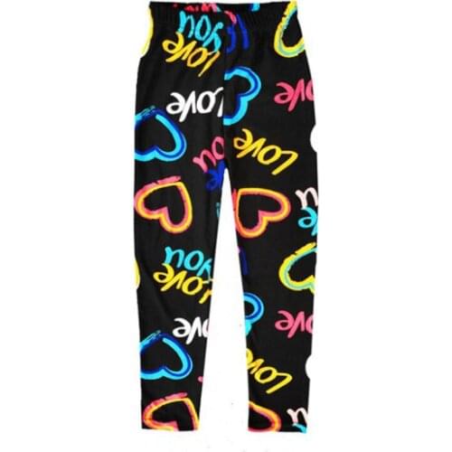Girls' leggings spring and summer childrens print love trousers kids baby pencil pants stretch elastic waist pants
