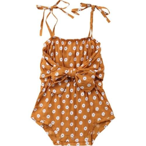 Summer Newborn Baby Girls Strap Floral Bowknot Romper Jumpsuit Outfit Sunsuit Clothes