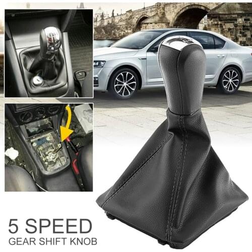 Mayitr 1pc 5 Speed Gear Shift Knob Cover Dustproof Plastic PU Leather Fit For Skoda Octavia 2004-2012