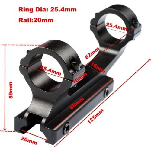 MIZUGIWA Tactical 1" Cantilever Dual Ring Scope Rings 20mm Picatinny Rail Scope Mount For Rifle Scope