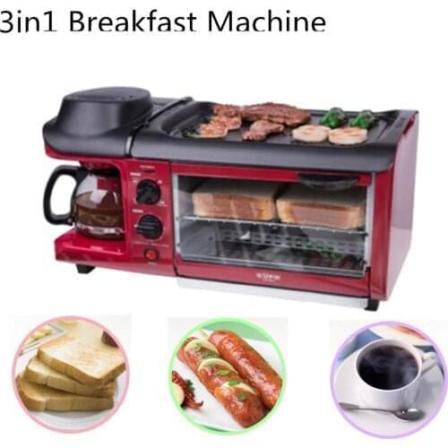 Multifunction breakfast machine breakfast making machine Coffee machine Teppanyaki Maker pizza oven Bread baking machine 3 in 1