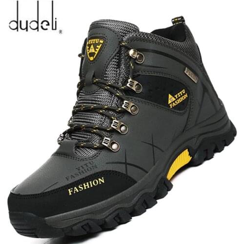 Brand Mens Winter Boots Warm Mens Snow Boots High Quality Leather Waterproof Men Sneakers Outdoor Men Hiking Boots Work Shoes