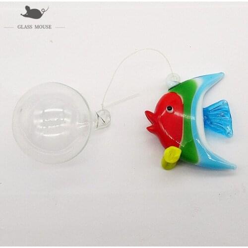 Custom handmade floating glass tropical fish Figurine aquarium decor accessories pendant miniature murano glass animal statue