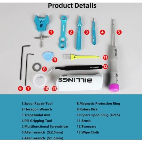 DIY Baitcasting Fishing Reel Material Repair Kits Combo Maintenance Tools Spool Dismantling Device Z