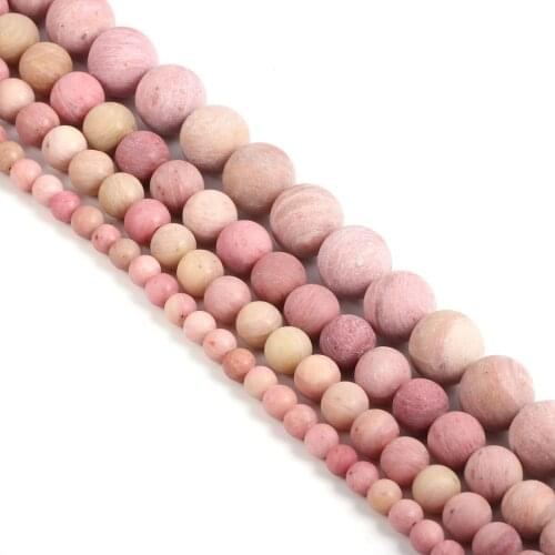 Natural Dull Polish Matte Rhodochrosite Beads Round Loose Beads For Jewelry Making DIY Necklace Bracelet Accessories Strand 15