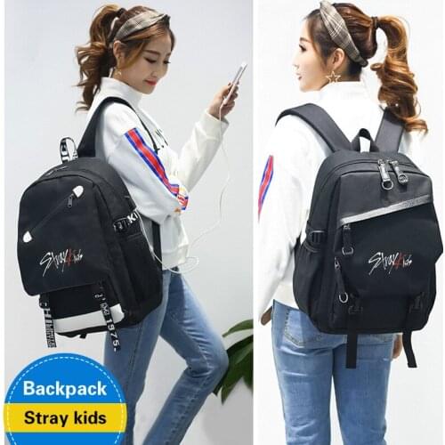 Creative kpop Stray kids Backpack wear resistant Fabric Laptop travel bag schoolbag Kpop stray kids stationery set new arrivals