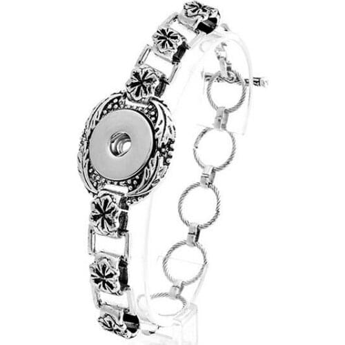 Newst 18MM Snap Jewelry For Men Snap Bracelet Silver Plated Bangles Metal Bracelet The Bloomer Button Unisex DIY Jewelry