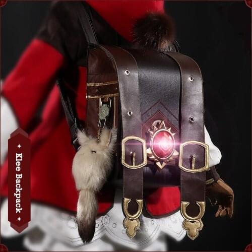 New Game Genshin Impact Klee Cosplay Backpack Klee Bag PU Leather Carnival Halloween Cosplay Props