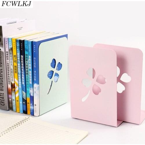 2021 New 2PCS/Pair Creative Pattern Bookends Metal Book Holder Book Support Stand Lyofes Desk Organizer Storage Holder Shelf