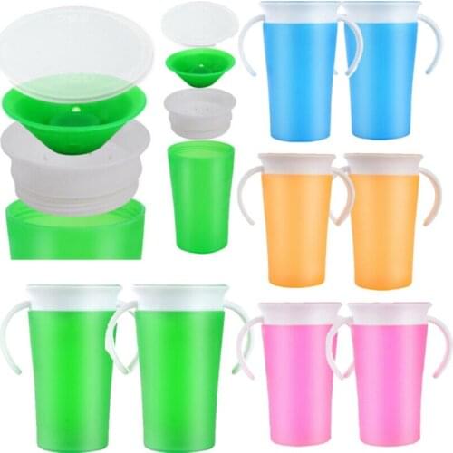 Hot Sales Candy Colors 360° Magic Drinking Prevent Leaking Training Cup For Children Kids Toddler 260ml
