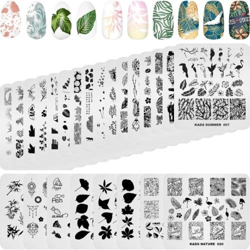 Nail Stamp Plate Nature Leaves Feathers Design Image Stamping Template Nail Art DIY Plates for Manicuring Painting Tools