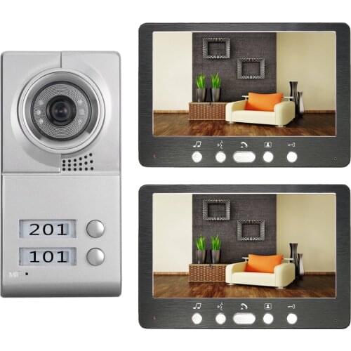 SYSD Wired Video Intercom Doorbell System 1 Camera with 2 Monitor Doorphone for Multi Apartment Unlock