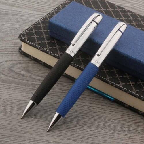 Luxury Metal Leather Ballpoint Pen Trim Gift Stainless Steel Spinning Ball Pen Stationery Student Office School Supplies
