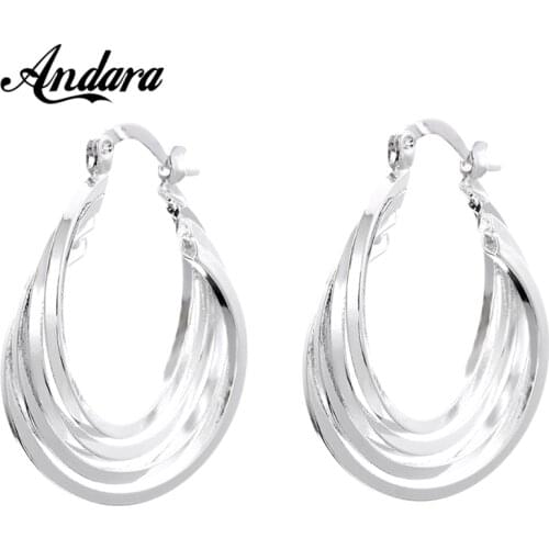 New 925 Silver Earrings Multi-Layer Fashion U-Shaped Earrings Women Fashion Jewelry Gifts