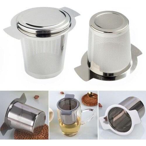 Stainless Steel Mesh Tea Infuser Metal Cup Strainer Loose Leaf Filter with Lid