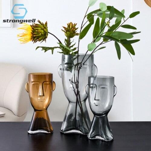 Strongwell Creative Glass Vase Transparent Hydroponic Flower Vases Desktop Crafts European Home Decoration Wedding Gifts