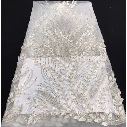 Hot Sale French Sequins Embroidered Tulle Lace Fabric African Lace Fabric 2021 High Quality Lace Dress J4045