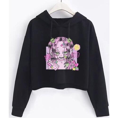 Punk Girl Streetwear Anime Print Women Hoodie Cartoons Harajuku Pullover Vintage Loose Long sleeve Sweatshirt Hip Hop Hoody