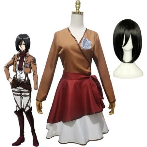 Anime Attack on Titan Women Lolita Dress Kimono Cosplay Costume Wig Adult Halloween Carnival Suit