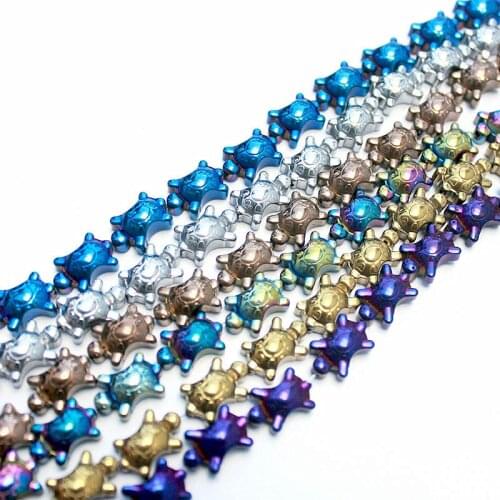 1 Strand/Lot Gold/Rainbow/Silver Color Coated Tortoise Hematite Loose Beads For Jewelry Making Bracelet Necklace RHLB1050