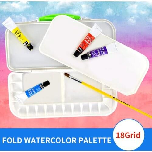 1Piece 18Grid Fold Water Color Palette Professional Art Plastic Palette Watercolor Painting For Drawing School Art Supplies