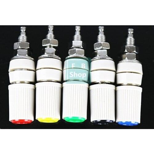 2pcs 4mm 24A M5 Binding Post Copper Banana Panel Socket Plug Audio Speaker Adapter Amplifier Power Female Terminal Connector