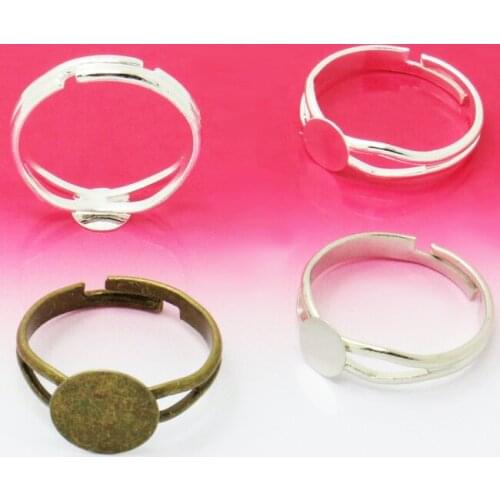 20pcs DIY Jewelry 6mm Adjustable"Y"-shaped RING BASE BLANK Round Glue Pad ANTIQUE BRONZE Fashion Popular Jewerly