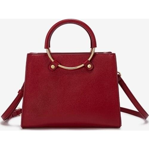 2020 Women Genuine Leather Handbags round handle female fashion totes high quality