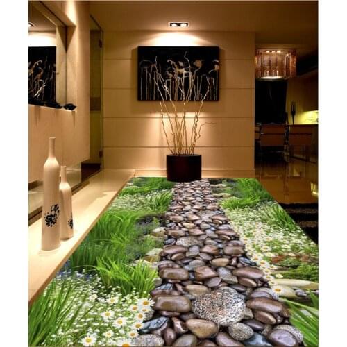 Custom wallpaper for floor 3 d for living room Green Grass floors stone 3D Floor