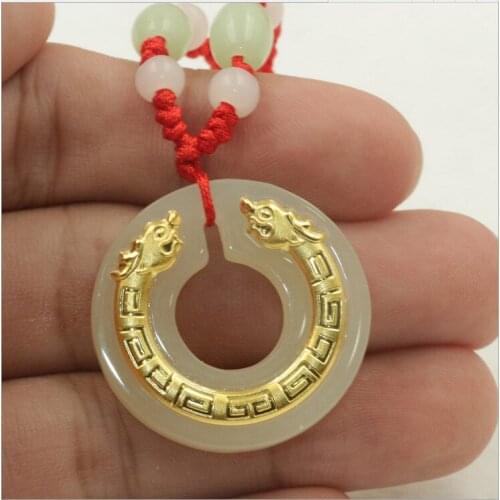 3D gold inlay and Tian Yulong pendant h58