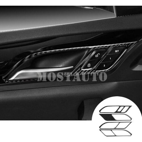 For BMW X3 G01 X4 G02 Carbon Fiber Car Door Handle Bowl Frame Cover 2018-2020 4pcs Black/Red Car Accessories Interior Car Decor