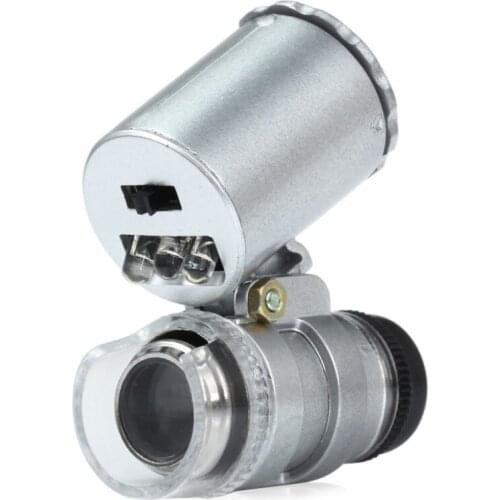 Mini 60x Handheld Microscope Loupe Currency Detecting with LED and UV Light