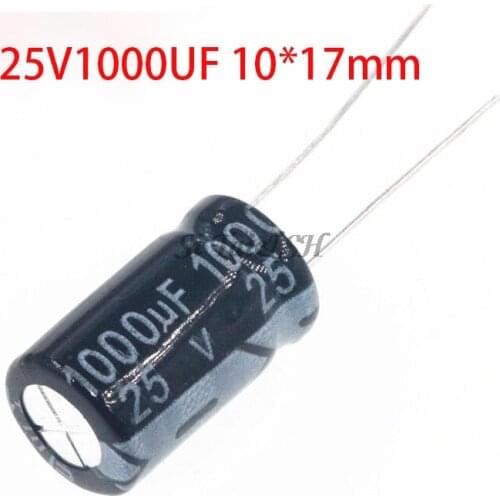 20PCS/LOT Aluminum electrolytic capacitor 1000uF 25v 10*17 Electrolytic Capacitor 25v 1000uf Hot sale