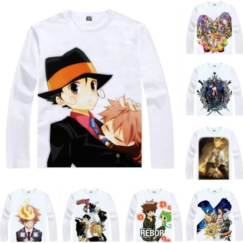 Coolprint Anime Shirt Katekyo Hitman Reborn! T-Shirts Multi-style Long Sleeve Home Tutor Tsunayoshi Sawada Cosplay Kawaii Shirts