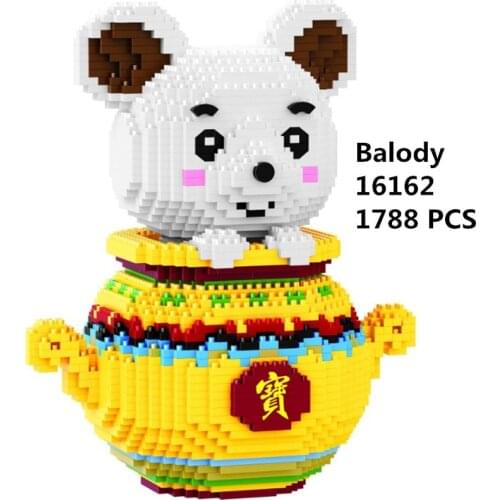 Balody cornucopia small ABS particles auspicious treasure bowl image assembled diamond building blocks toys for children gifts