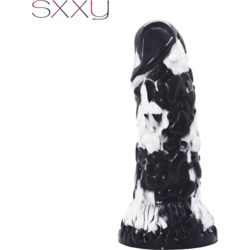 SXXY Big Fantasy Dildo Colorful Dwarfs Realistic Penis Cobblestone Design G-Spot Masturbator Silicone Anal Sex Toys Butt Plug