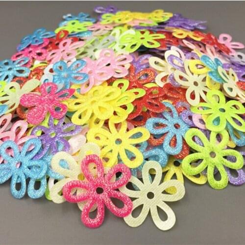 DIY 400Pcs Sequins Hollow Flowers Felt Appliques Mixed Colors Cardmaking Crafts 25mm