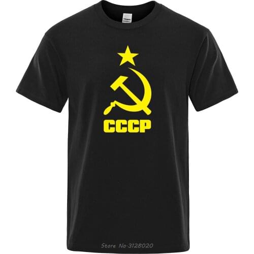 Mens T-Shirt Summer CCCP Russian T Shirts Men USSR Soviet Union Man Short sleeve Tshirt Moscow Mens Tees Cotton O Neck Tops