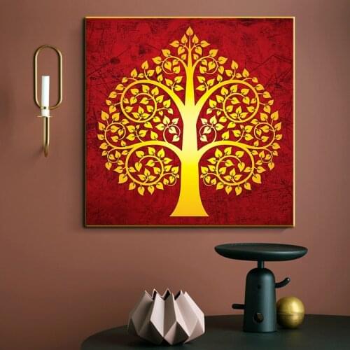 Golden Bodhi Tree Canvas Painting Decorative Painting Abstract Wall Art Linden Poster and Prints Wall Picture For Bedroom Decor