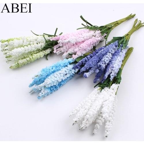 20pcs/lot 15cm Artificial lavender Flowers for Wedding Party Decoration Fake Foam Flower Bouquet Floral Arrangement