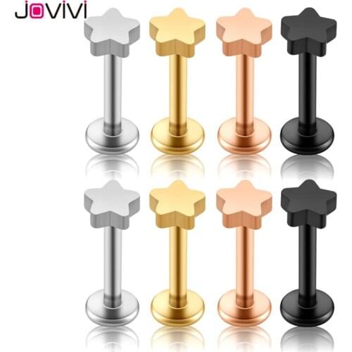 Jovivi New Stainless Steel 16G Labret Monroe Lip Rings Cartilage Helix Tragus Nose Piercing Internally Threaded Straight Barbell