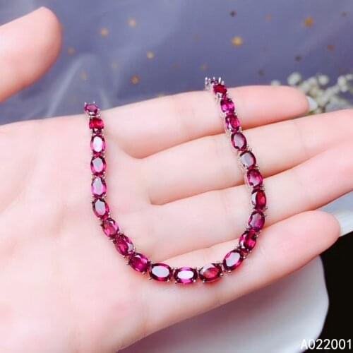 KJJEAXCMY fine jewelry natural garnet 925 sterling silver new women gemstone hand bracelet support test fashion