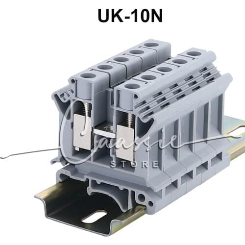 Din Rail Terminal Blocks UK-10N Universal Wiring Class Connector Screw Conductor UK10N Screw Connection Wire Conductor 10pcs