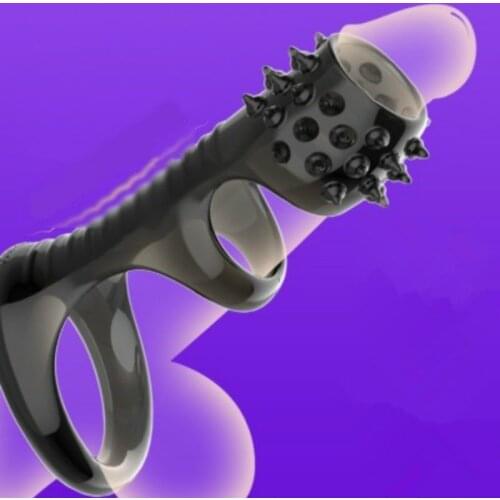1Pc Double Penetration Penis Ring Adults Sex Toy for Men Cock Rings Silicone Reusable Penis Sleeve Extender Male Chastity Device