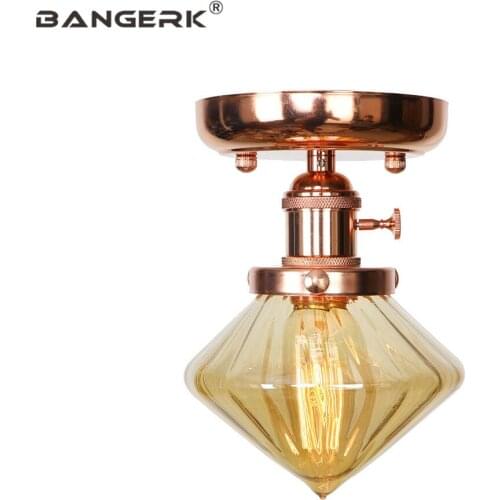Creative American LED Ceiling Lamp Loft Decor Switch Iron Glass Modern Ceiling Light Lamps Dining Room Aisle Home Lighting